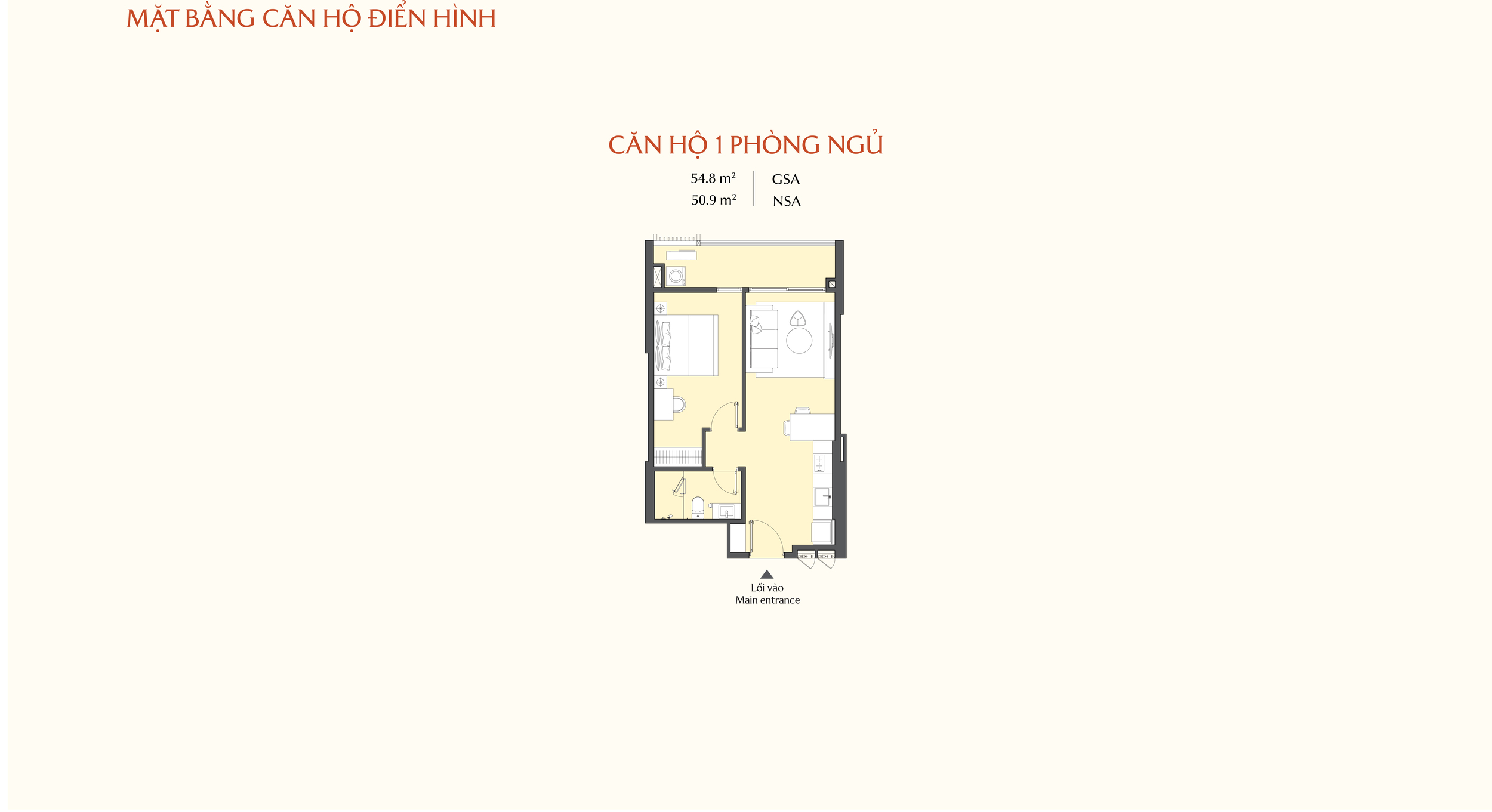 Thiết kế căn hộ 1PN Masteri Peninsula