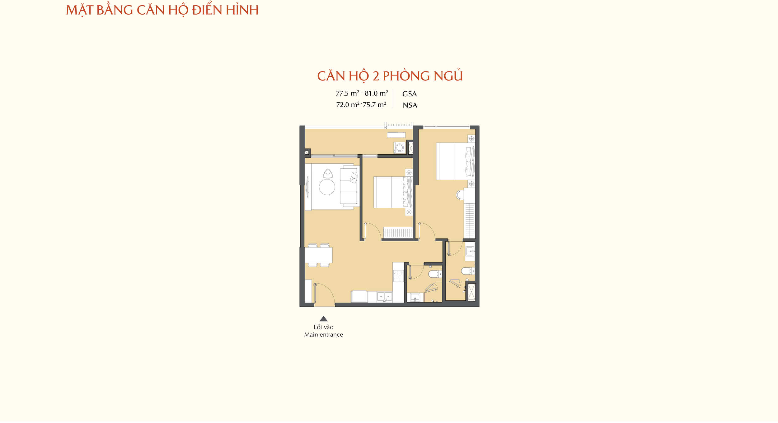 Thiết kế căn hộ 2PN Masteri Peninsula