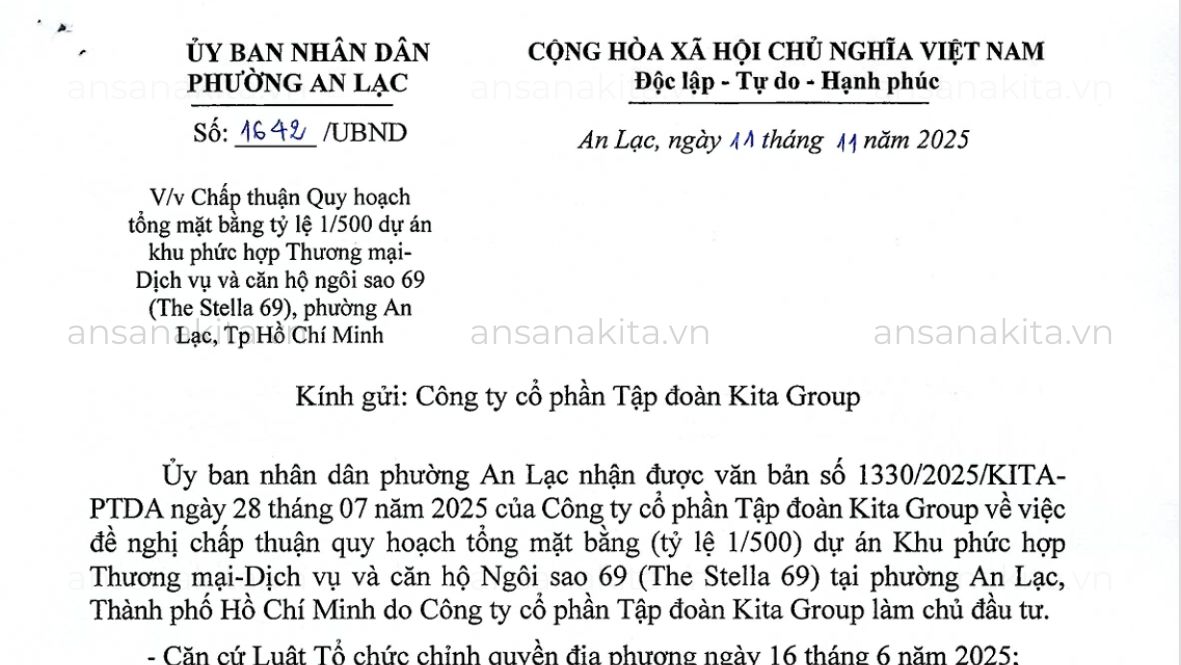 Bản đồ quy hoạch chi tiết 1/500 dự án Ansana By Kita