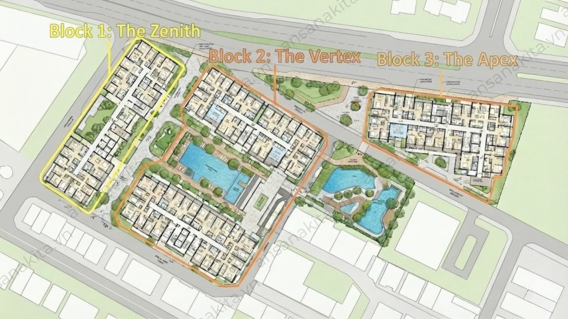 Mặt bằng tầng điển hình căn hộ Ansana Võ Văn Kiệt
